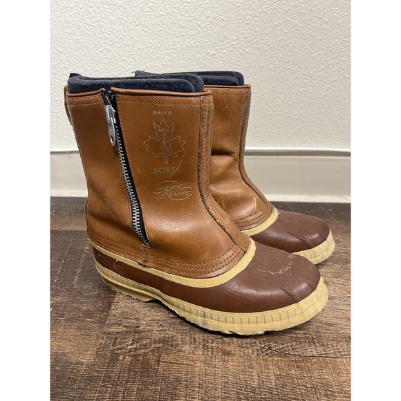 Vintage Sorel Pinto Leather/Rubber/Zipper/Wool Duck Boots Size 8 Rare - Picture 2 of 9